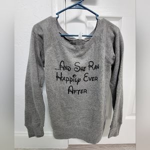 And She Ran Happily Ever After Sweatshirt Grey Size Medium New With Tags Disney